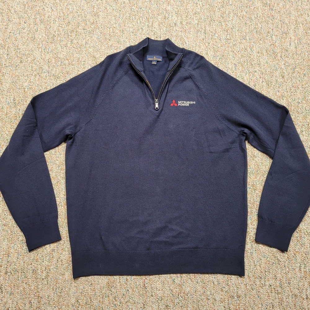 Brooks Brothers Sweater Mens‎ Large Blue Quarter Zip Pullover Pima Cotton
